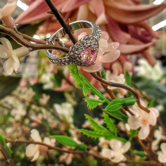 Candy Heart Lush Romance Heart Shaped Crystal Pink Crystal Silver Ring - Picture 13 of 16